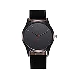 Beavorty Orologio Da Uomo Analogico Al Quarzo Cinturino in Pelle Nero Classico Orologio Da Polso Di Precisione