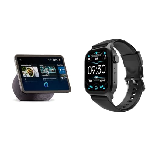 Image of Fire-Boltt Rise Smart Watch (Black) with Amazon Echo Show 8 (Graphite) Combo, Save extra