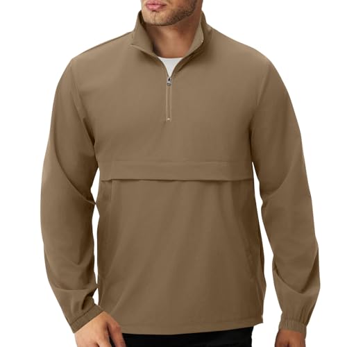 Image of EDITCOZY Men's Lightweight Quarter Zip Pullover Casual Windbreaker for Running Golf Jackets with 3 Pockets