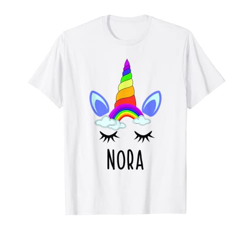 Nora Rainbow Unicorn - Nombre personalizado para niña Camiseta