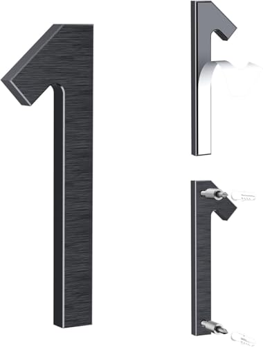 Yafimea numéro de maison exterieur noir 12,5 cm – En aluminium massif avec finition brossée, adhésif ou à visser, résistant aux intempéries, Pour...