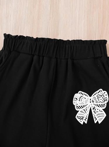 Image of Girls 3 Piece Outfits Long Sleeve Graphic Print Crop Top Camisole and Pants Set White Black 11-12Y