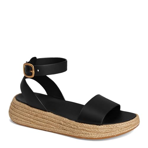 [FitFlop] EFbWT_ F-mode Espadrille Leather Flatform a/Strap Sandals fB[X ubN 27.0 cm