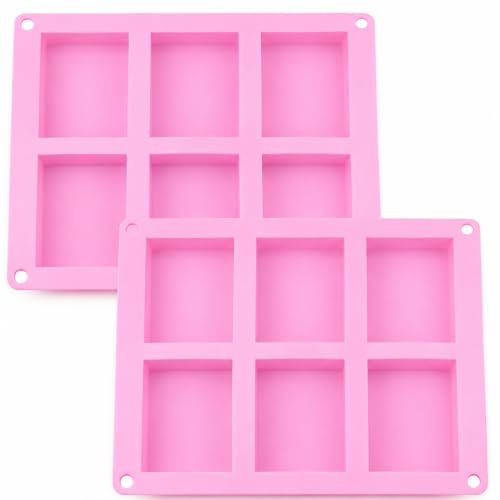 Old Fashion Soap Bar Mold Silicone 2 Pack Rectangle 6 Cavity Soap Making Mold for Homemade Soap Bars (Flexible Nonstick Easy Release)