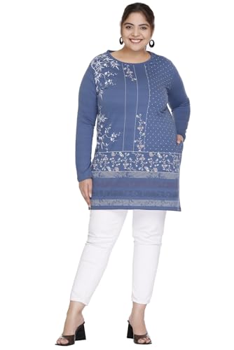 Image of Women Printed Full Sleeve Cotton Tshirt with Side Slits & Pocket | Small - 7XL Size