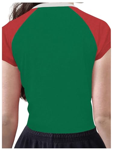 SOLY HUX Women's Y2k Mexico Graphic Tees Short Sleeve Letter Print Color Block Crop Tops T Shirt2