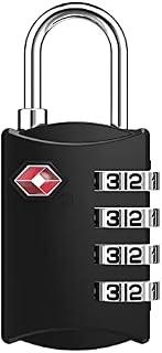ZHEGE Luggage Lock, Travel Padlocks TSA Approved, 4 Digit Combination Padlock for Suitcase, Backpack, Laptop Bag, Briefcase and Tent Zippers, Small Code Lock for Gym Lockers, Drawer ( Black)