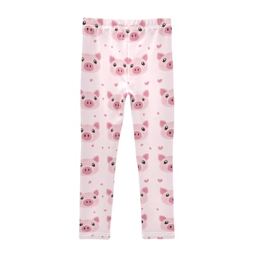 Wusikd Cute Piglet Girls' Leggings Toddler Doodles Pink Kids Yoga Pants Dance Active Tights 4T2