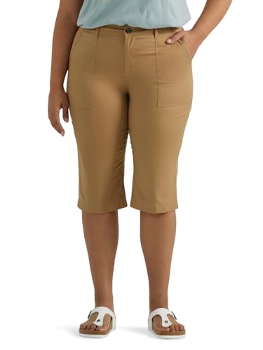 Lee Women's Plus Size Ultra Lux Comfort with Flex-to-Go Utility Skimmer Capri Pant Settler Tan 22 Plus - image 1