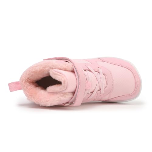 Children's winter snow boots for boys and girls, wide toe barefoot snow boots, children's high-top cotton shoes, sneakers (D2506-Pink, Toddler, 1, Digital, US Shoe System, Wide Leg Pants)2