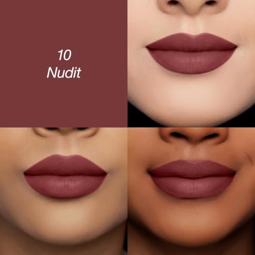 Image of Colors Queen Lippie Creamy Matte Lipstick | Single Swipe Application, Long Lasting & Highly Pigmented | Lightweight Lipstick for Women Infused with Jojoba Oil and Vitamin E (10 - Nudeit, 5g)