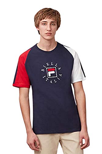 Fila Men's Omero Tee Peacoat/Chinese Red/White L #TOP8