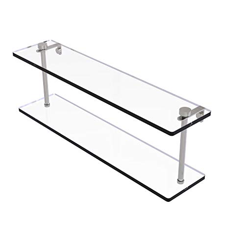 Allied Brass NS-2/22 22 Inch Two Tiered Glass Shelf, Satin Nickel