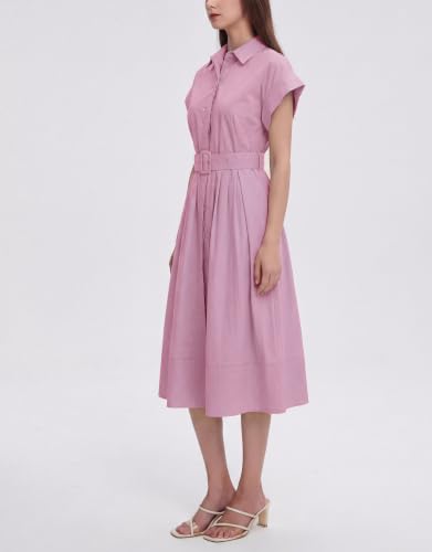 Image of EZAPINE Womens Summer Shirt Dress Casual Button Down Long Dress with Belt