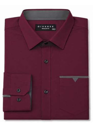 Image of Diverse Men's Cotton Blend Shirt with Pocket Design Spread Collar Full Sleeves Regular Fit and Standard Length | Comfortable Cotton Casual Shirt for Man