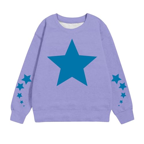 Cute Sweatshirt For Boys And Girls Oversized Long Sleeve Star Print Pullovers Casual Crewneck Sweaters 1-11 Years