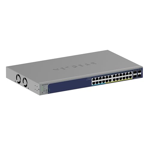 Image of NETGEAR 28-Port Ultra60 PoE+ Gigabit Ethernet Smart Switch (GS728TXUP) - Managed, with 16 and 8 PoE++ @ 420W, 4 x 10G SFP+, Optional Insight Cloud Management, Desktop or Rack Mount