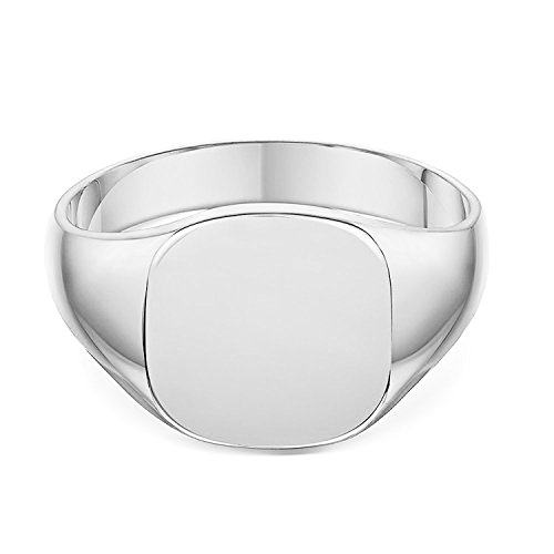 LANDA JEWEL Unisex Sterling Silver Cushion or Oval Shape Heavy Weight Polished Signet Ring2