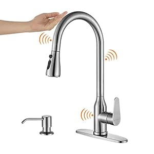Touch Kitchen Faucet,KEER Smart Kitchen Sink Faucet with Pull Down Sprayer, Touch on Activated Kitchen Bar Sink Faucet Brushed Nickel, Stainless Steel
