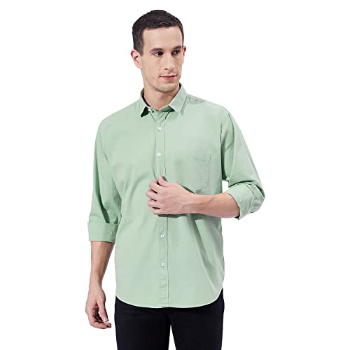 Image of Ben Martin Men's Cotton Regular Collar Shirt with Chest Pocket || Classic Collar, Slim Fit, Casual & Formal Wear || Soft & Breathable Fabric || Full Sleeve Shirt for Men