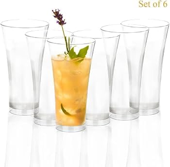 Image of SORATH Premium Clear Plastic Tumbler Glasses | Reusable, Shatterproof, BPA-Free | 16 oz Drinkware for Parties, Events & Everyday Use (6, Pack of 6)