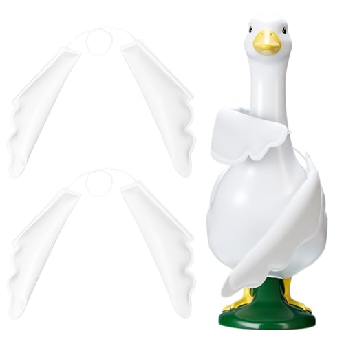 Civaner 2 Pack Porch Goose Wings Downy Poseable Swinging Goose Outfit for Lawn Patio Outdoor Statue Decoration (Down Filling 23 Inch)
