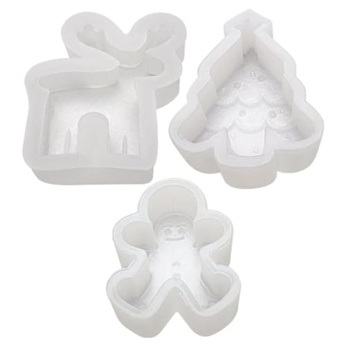 El Mejor Listado de Molde pino navideño Top 10. 48 ABOOFAN Juego de 3 Moldes Antiadherentes para Velas con Temática Navideña Moldes de Silicona para Hacer Velas Decorativas