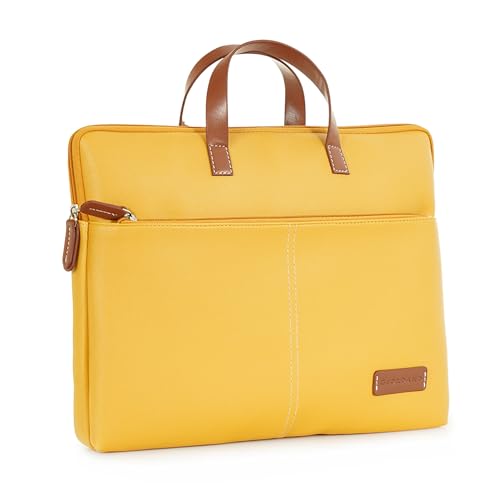 Image of Giordano Unisex 15 Inch Laptop Sleeve PU Bag for Professionals | Premium Leatherette | Water-Resistant & Padded Slim-Fit with Trolley Strap for Men & Women