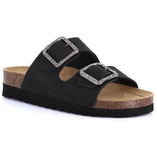 Pantoufle femme Grunland Hola CB1819 avec brides réglables et boucles strass