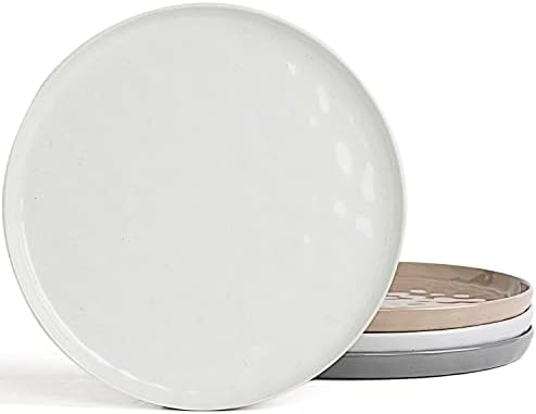 famiware Mars 4 Pieces Dinner Plates, 10.25 inch Plate Set, Scratch Resistant, Stoneware Dinnerware, Kitchen Modern Rustic Serving Dishes, Multi-color