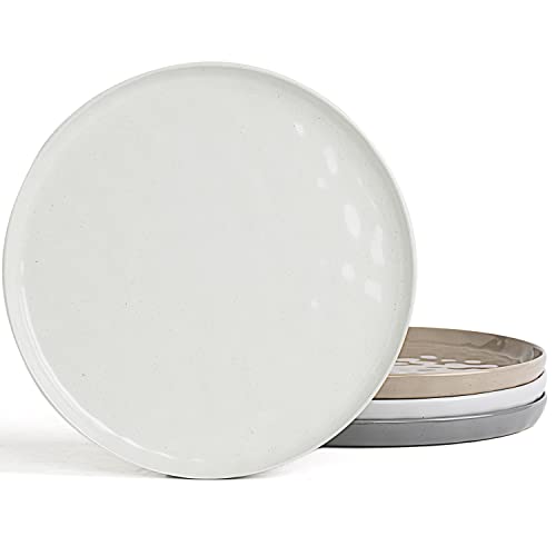 famiware 4-teiliges Speiseteller, 26 cm Teller-Set, kratzfest, Steingut, Geschirr, Küche, modern, rustikale Servierschalen, mehrfarbig Cover
