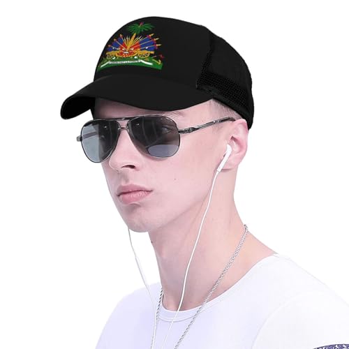 Coat of Arms of Haiti Mesh Baseball Cap - Classic Adjustable Peak Cap, Trucker Hat for Men & Women4