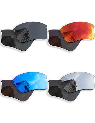 Image of 4 Pairs Polarized Replacement Lenses for Oakley Flak Jacket XLJ OO9009 / Flak Jacket XLJ Asian Fit (AF) Sunglasses, Anti-Scratch and Impact Resistant