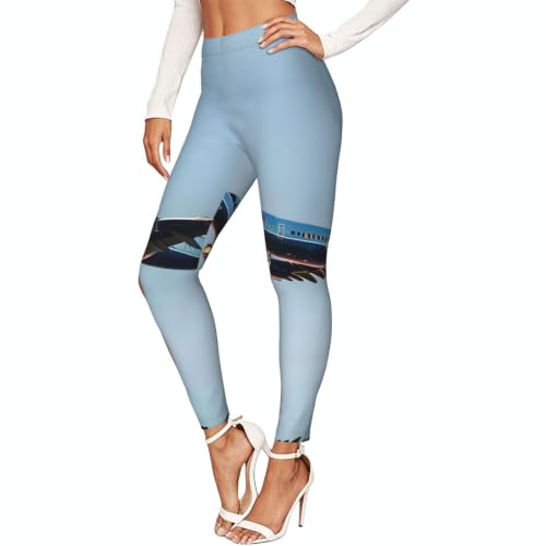 Leggings de compresión para mujer que estilizan la figura mallas suaves con dibujo de avión