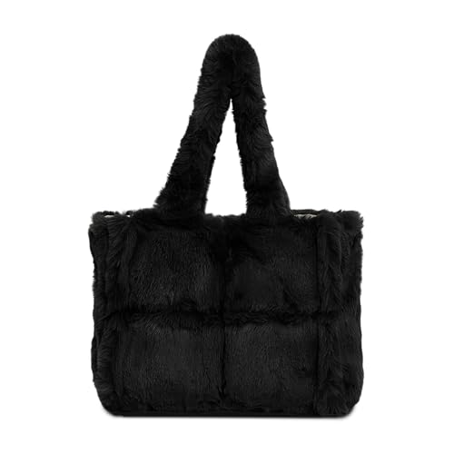 HuiYStar Flauschige Plüsch-Einkaufstasche Große Kunstpelz-Geldbörsen für Damen Winter Flauschige Pelzige Schulterhandtasche