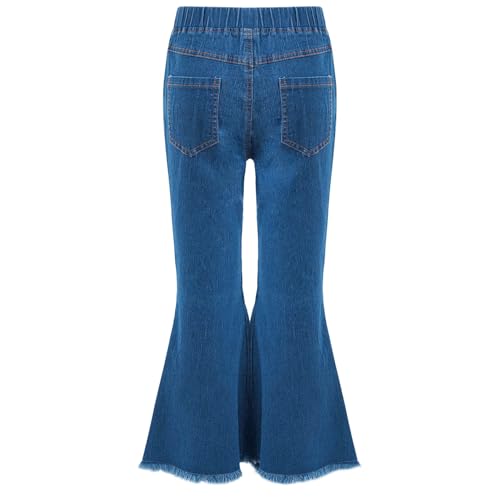 JEYPINMI Big Girl's Ripped Raw Hem Flare Bell Bottom Jeans High Waisted Denim Pants Casual Bootcut2