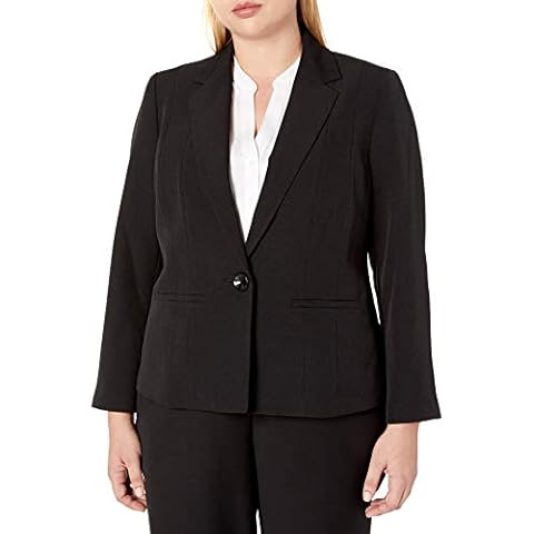 Kasper Women's Stretch Crepe One Button Jacket, Black, 18 Cover