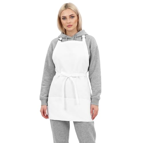 Tucnoeu 1 tablier pour femme blanc | Costume de chef pour adulte | Tablier de cuisine blanc pour cuisine, restaurant, bricolage