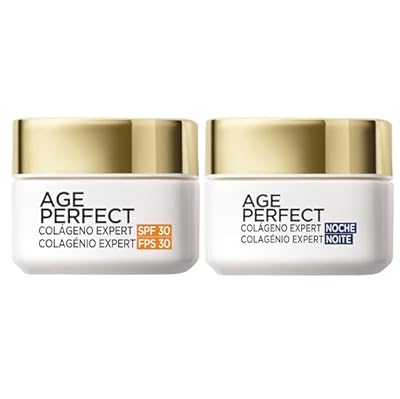 L Oreal Paris - L Oréal Paris Age Perfect Crema SPF 30 y Crema De Noche  Antiflacidez y Antimanchas  Con Peptidos De Micro-Colágeno Para Pieles Maduras  50 ml  Paquete de 2 