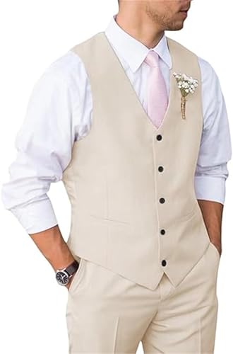 Summer Men Suits Casual 2 Piece Tux for Wedding Groomsmen Vest Pants Set Business Prom