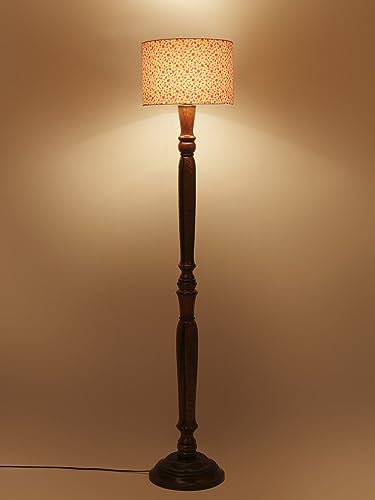 Image of Devansh Multicolor Cotton Wooden Floor Lamp -15