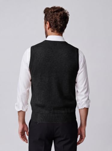 Mens Black V Neck Sweater Vest, Lightweight Sleeveless Knit Vest, XX-Large - image 2