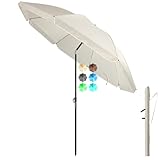 4smile Sonnenschirm Strand 180 cm in Beige - Höhenverstellbarer Strandschirm SunnyJoy UPF 50+ für Sonnenschutz Strand, Strandschirm windfest stabil - Sonnenschirm mit Schutzhülle, Gartenschirm