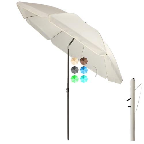 4smile Sonnenschirm Strand 180 cm in Beige - Höhenverstellbarer Strandschirm SunnyJoy UPF 50+ für Sonnenschutz Strand, Strandschirm windfest stabil - Sonnenschirm mit Schutzhülle, Gartenschirm