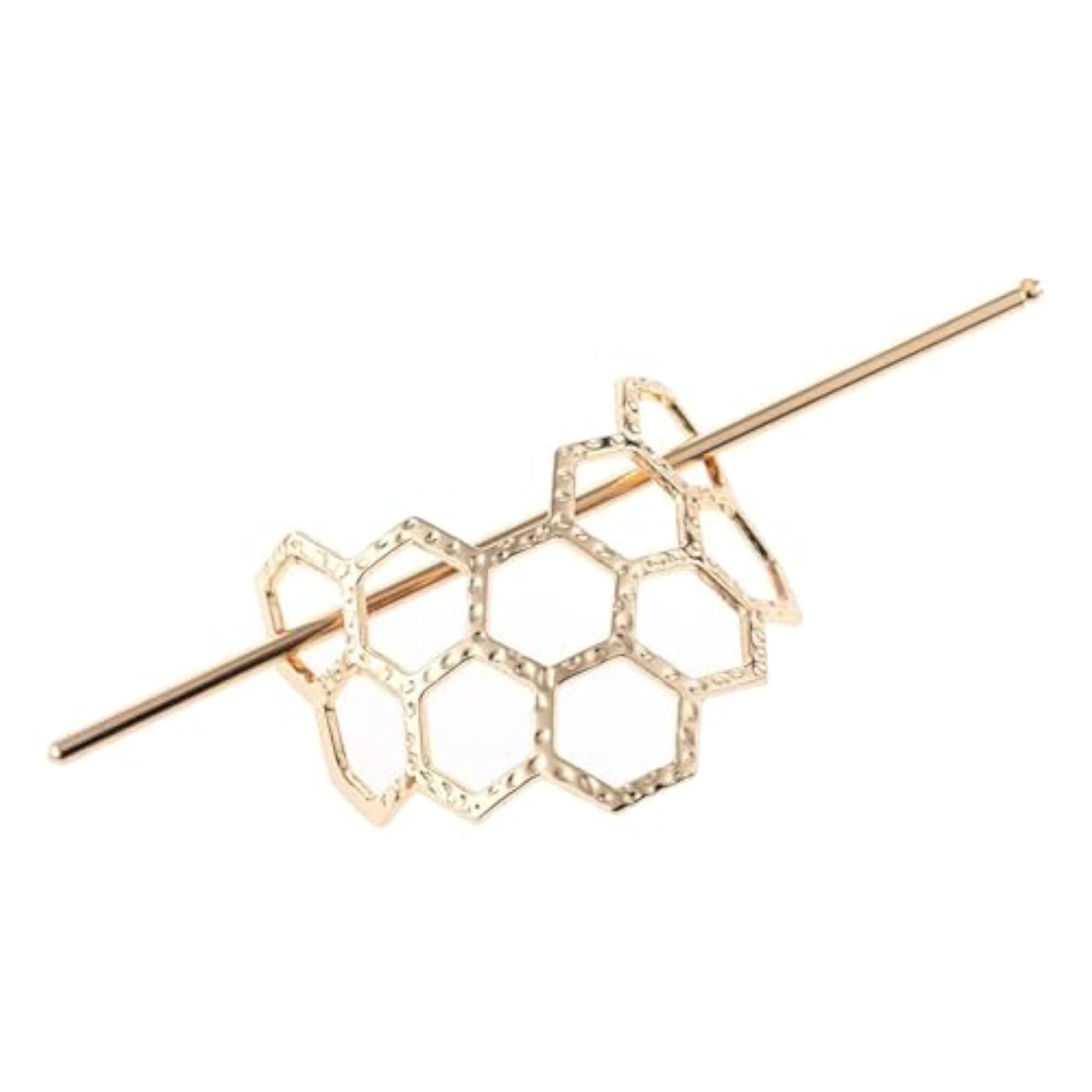 Gold Metal Alloy Geometric Hair Stick Bun Holder