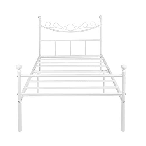 EGOONM Marco de cama de metal para adultos con gran espacio de almacenamiento, color plateado Cover