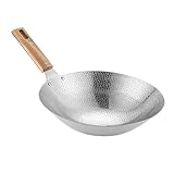 balacoo Wokpfanne mit Holzgriff Kleiner Bratwok für Gemüse Eier Hot Pot Vielseitig Einsetzbar Robust Leicht zu Handhaben für Haushalt und Restaurant