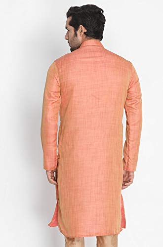 Image of VASTRAMAY Men's Beige Cotton Silk Blend Kurta