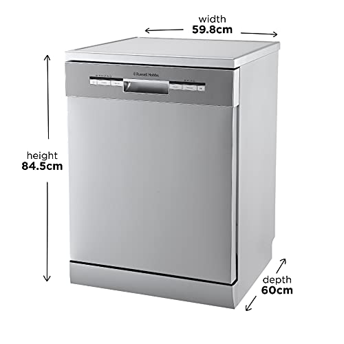 Russell Hobbs Stainless Steel Effect Full Size, 60cm Wide Freestanding Dishwasher, 12 Place Settings, RHDW3SS, Silver