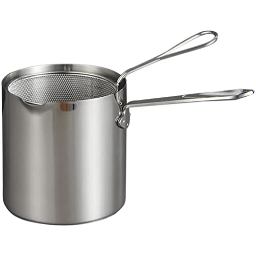 DECHOUS Stainless Steel Fryer Pot Mini Fry Basket Pot Home Fry Cooker Simple Deep Fryer Household Frying Pan